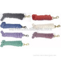 Solid color horse lead core rope with heavy swivel snaps